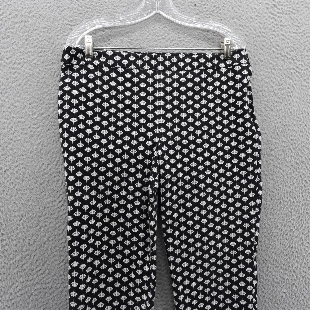Talbots Floral Print Pants Black White 10P‎ Womens Stretch Cropped Trousers - Picture 3 of 16